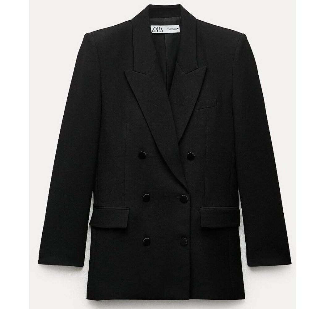 BLOGGER'S FAVE! Zara Straight Cut Double Breasted Blazer Black NWT Sz XS… - Picture 8 of 10